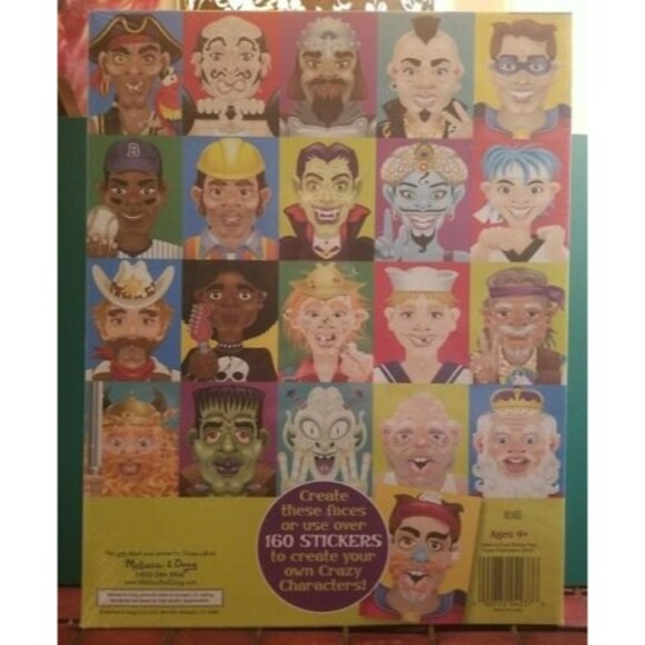 Melissa & Doug Make-a-Face Sticker Pad Crazy Characters 20 Faces 5 Sticker Sheet - Picture 2 of 2